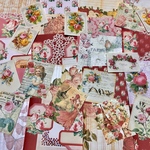 (再販×11)ヴィクトリアンローズ(pink×red)🌹ジャーナルペーパーセット＊コラージュ素材＊ジャンクジャーナル