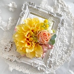 結婚式＊卒業＊入学式＊新作コサージュ＊ダリアと薔薇のコサージュミモザを添えて。無料ラッピングあり