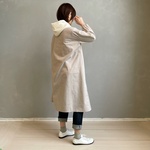 春のワンピース。袖ギンガム。アイボリー【受注製作】
