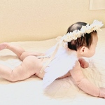 送料無料🍀ホワイトベージュリボンクラウン (ベビークラウン/ お誕生日 / 記念日 / 誕生日フォト / ナチュラル / ファーストバースデー / ハーフバースデー)