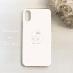［全機種対応］リボンの女の子のスマホケース⑅* (iPhoneケース/Xperiaケース/Androidケース/AQUOSケース/Galaxyケース/淡色/パステル/リボン/白/女の子/手描き)