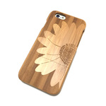 iphone 5/5s/SE 6/6s 6plus/6splus ケース 木製 ウッド フラワー