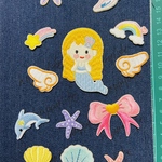 [2] マーメイド　女の子刺繍アイロンワッペンシールタイプ