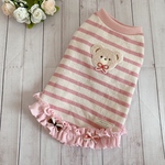 犬服🐶🐾くまちゃん🧸ピンクボーダー ニットタンクワンピース👗💞