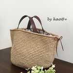 natural color 麻ひもマルシェバッグ（grey・M size）