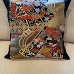 2061豪華刺繍の袋帯リメイク　正絹クッションカバー40cm✖️40cm