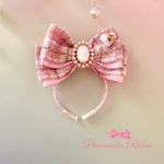 ペット用　カチューシャ💖ピンクチェックツイード🎀 