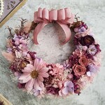 Jolie botanique＜mauve chic＞＊ハーフムーンリース＊冬＊春＊プリザーブドフラワー＊お花＊ギフト＊結婚祝い＊新築祝い＊両親贈呈品＊ウェルカムリース