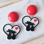黒猫カップル♥立体的なプレートピアス