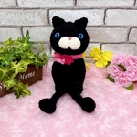 『お花🌸🌸付けたฅ( ̳• ·̫ • ̳ฅ)にゃ♡』世界で１匹のあみぐるみねこちゃん❤️(クロちゃん)