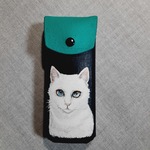 【お名前入れ無料】セミハード眼鏡ケース　白猫ちゃん