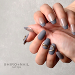 再販☆Gray & pink〜【普通郵便送料無料】（アクセサリーネイル・個性派ネイル・左右非対称ネイル・グレーネイル・グレイッシュネイル・フレンチネイル）