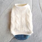 犬服！ケーブル編み！デニム重ね着