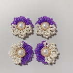 P336 フラワー　ビーズ刺繍　カボション