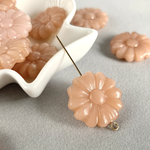 【4pcs】フラワーパーツ　花　アクリルビーズ　アクリル　ビーズ　アンティーク風　フラワービーズ　フラワー　ピンク　くすみピンク　イタリア製