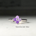 【宝石質アメジスト】アヤメ色のsilver925フラワーリング/ザンビア産AAA/3mm ラウンド/2月誕生石/無料ラッピング/ギフト