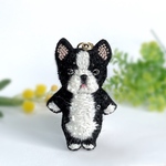 ⑦おともだちボストンテリアチャーム　バッグチャーム　刺繍