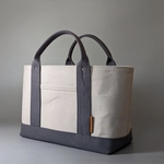 nomura様専用  グレー×シルバーグレー Mサイズ  丸底トートバッグ  帆布
