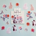 ポピーと猫のフレークシール