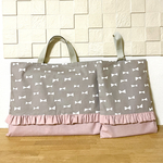 リボン×ギャザーフリルのレッスンバッグと上履き入れセット