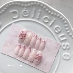 【 No.84 】リボン ミラーフレンチ キルティングネイル