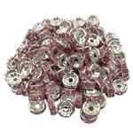 平ロンデル(Silver x Light Pink) 30個 約8mm スペーサー パーツ【R-41】