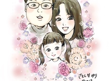 可愛いイラスト　似顔絵　色紙　A4 花　ナチュラル　ふんわり　インテリア　アイコン　おしゃれ　SNSアイコン　プレゼント