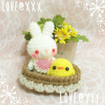 あみぐるみ💙カゴに入ったベビーうさちゃん&ひよこちゃん🐰🐥