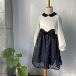 《m様オーダー品》センターリボン×ドットスカートワンピース