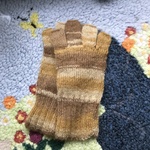 茶系アルパカモヘアの指先無しふわふわ手袋