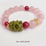 🆕春色和菓子♡抹茶呑金獣さん入り☆ローズクォーツ＆インペリアルロードナイトブレスレット