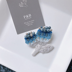 BlueFlower 蕾花 ビーズ刺繍ブローチ