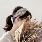 インド刺繍リボンのヘアバンド❇︎グレイ/花