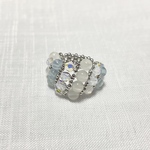 ほしぞら〜ホワイトムーンストーンとアクアマリン、スワロフスキーのデザインリング〜✨
