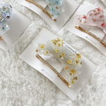 全7種\♥︎/お花のリボンヘアクリップとキラキラビジューヘアピンのセット❁⃘*.ﾟかすみ草イエロー