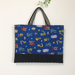 レッスンバッグ(キルト)◆男の子◆働く車(ブルー)