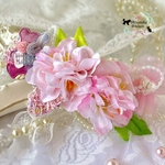 【春🌸桜❤︎‬チョーカーまたはヘッドドレス】桜とくま🧸𖤐⡱のお花畑⸜🌷︎⸝‍🌸 ペット用 