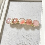 ●cs●細めシンプル煌めきバレッタ●淡いレッド×ピンク●