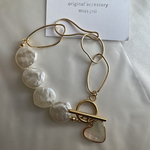 ニュアンスgold×pearl bracelet     shell.heart