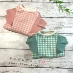 送料無料♡ピンク ギンガムチェック ラッフルスリーブトップス SS〜 フリル袖 ドッグウェア 犬服 春