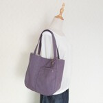 *新作*【春のお出かけ*デイリートート&ポーチ】ラベンダー*ヴィンテージ加工8号帆布