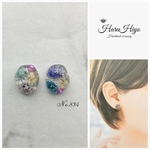 №834 ❁¨̮ かすみ草の鉱石レジンピアス・イヤリング
