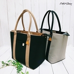 【Iw様専用】№1420&1421 帆布プレーントート～ブラック×ライトシナモン、アイスグレー×ブラック