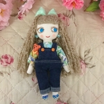 夢実ちゃんminiドールサロペットコーデ　ドールチャーム　バックチャーム　布人形　布ドール　マスコット388