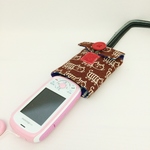 【ぷるる・キッズ向けケータイカバー（リバーシブル）】猫×ストライプ（ブラウン×寒色系）RCS0031
