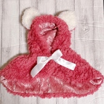 ピンク💗ふわふわ くまさんポンチョ🧸❤️daiancrownポンチョ 防寒対策 プラム