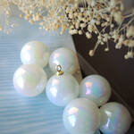 6個＊ 16mm  艶々パール オーロラホワイト カン付き チャーム インポートパーツ import parts IMP-PRT-4342