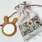 うさみみ手鏡 & インド刺繍の巾着ポーチ