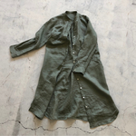 スタンドカラーlong shirt/ロングシャツ 　フレンチリネン