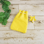 流れ星をイメージ巾着袋 小銭入れ コインケース レモン色 プチギフト 本革  A drawstring bag with the image of a shooting star 
